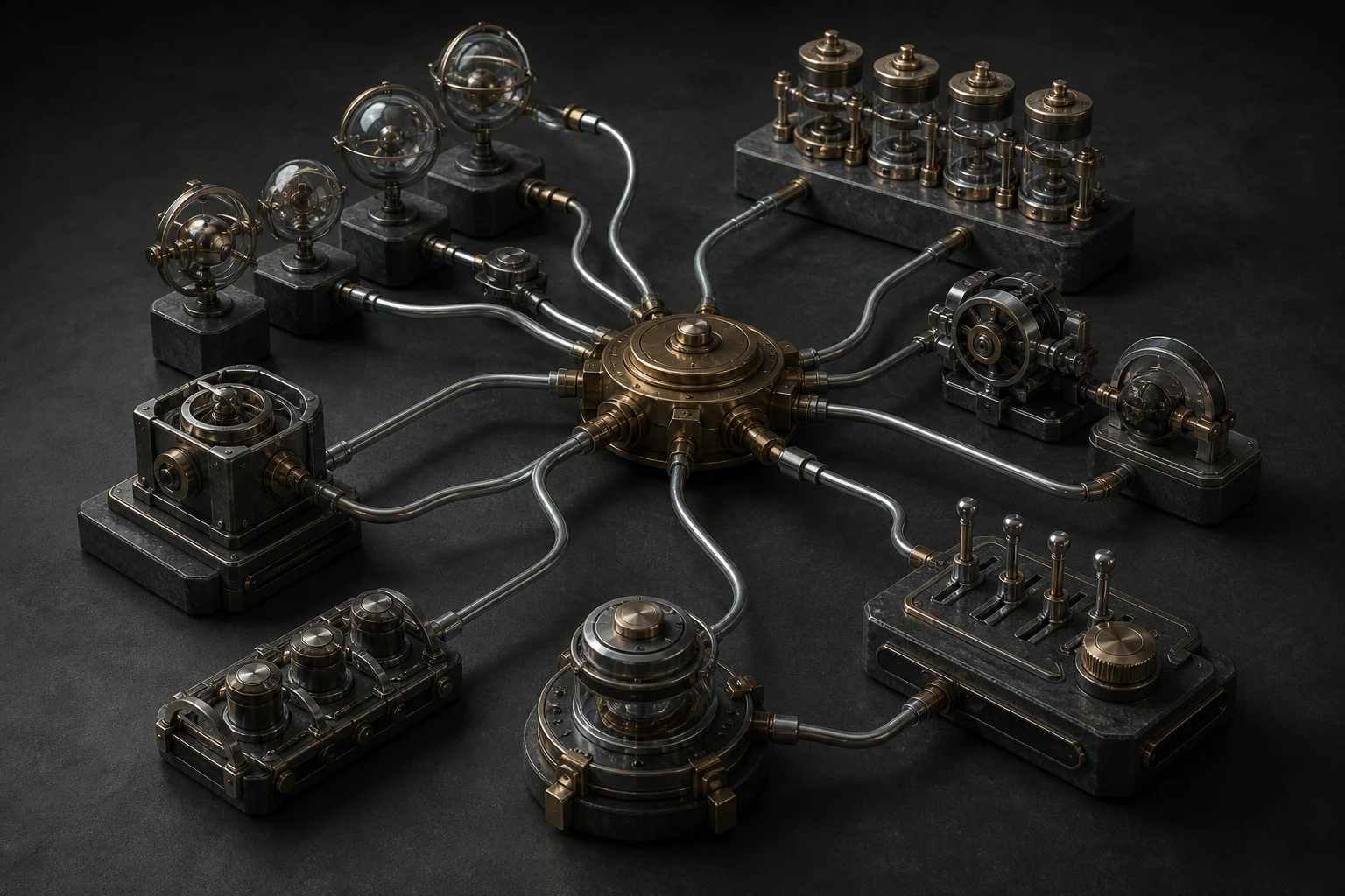 Generated editorial illustration for “A workflow is more than a model call.”: The reference Platform surface connects agent nodes, tools and execution controls so a governed lifecycle can be inspected as a system. It is not product proof.